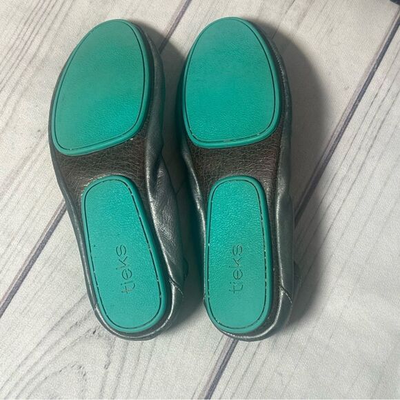 TIEKS BY GAVRIELI Metallic Gray Leather Slip On Foldable Ballet Flats Women Sz 8 - Picture 6 of 7